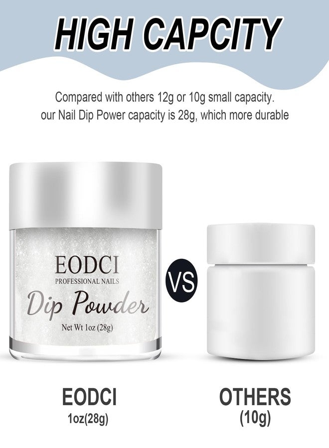 EODCI Glitter White Dip Powder, 1OZ Pro Nail Dip Powder for French Manicure Nail Starter & Professional Home DIY Salon Use Party Festival Gift Keep Long-lasting Dip Nails - Image 3